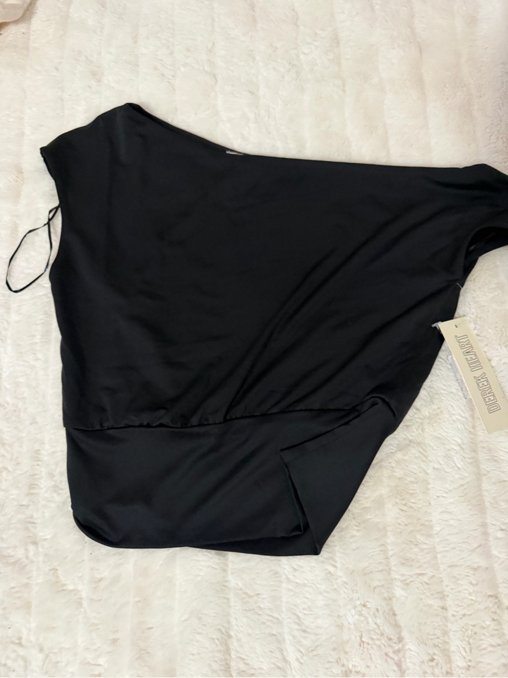 Derek Heart One-Shoulder Black Dress